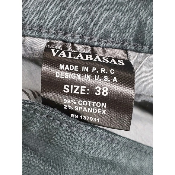 Valabasas Jeans Mens 38 Gray Blue Buttonfly Distressed Ripped Tapered (35x33) - Picture 2 of 13